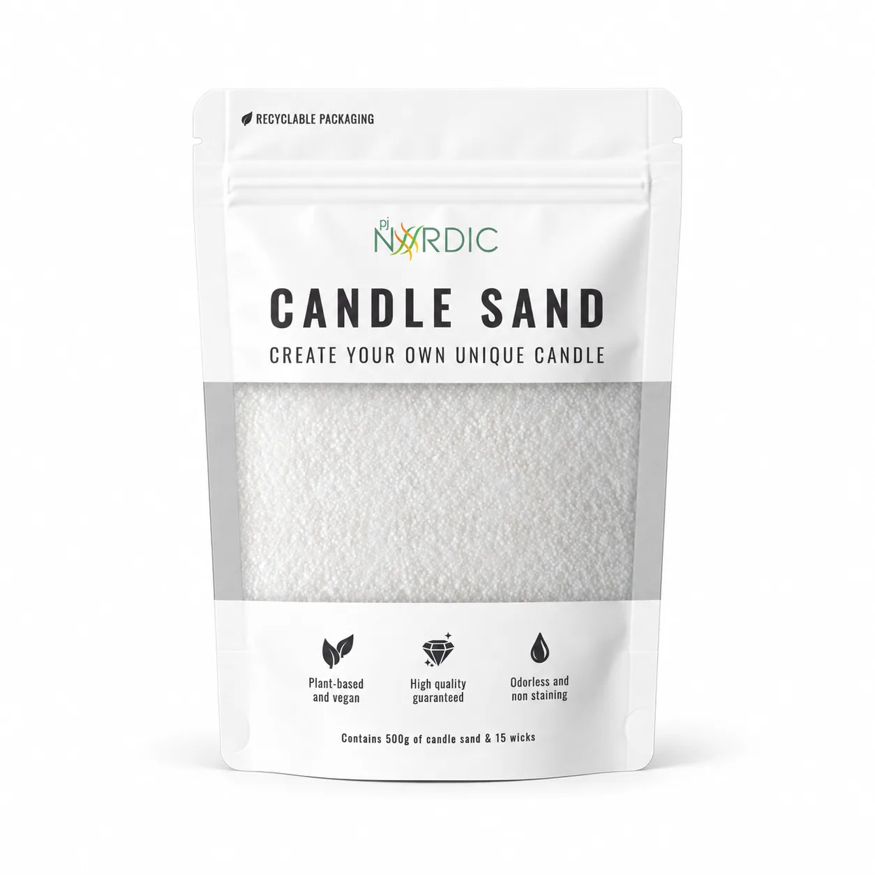Sand candle 500 grams 12 units White