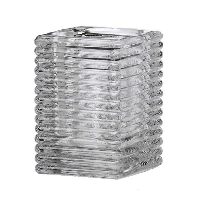 Clear ribbed candle holder